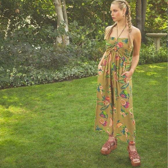 Anthropologie The Odells Isla Linen
Jumpsuit Olive Fruit Print Size XL $238 - Picture 1 of 5